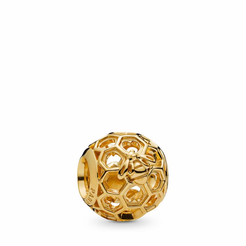 Pandora Shine™ Honeybee Charm - 18ct Gold Plated/Enamel/Black - Canada | YK4416LH